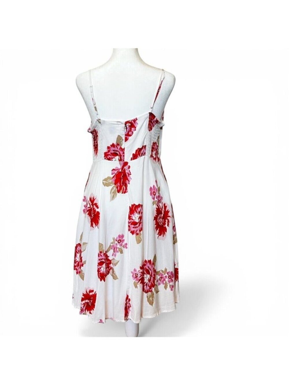 Romantic Coquette Floral Sundress White Red Midi Cottagecore Summer M - Picture 3 of 14